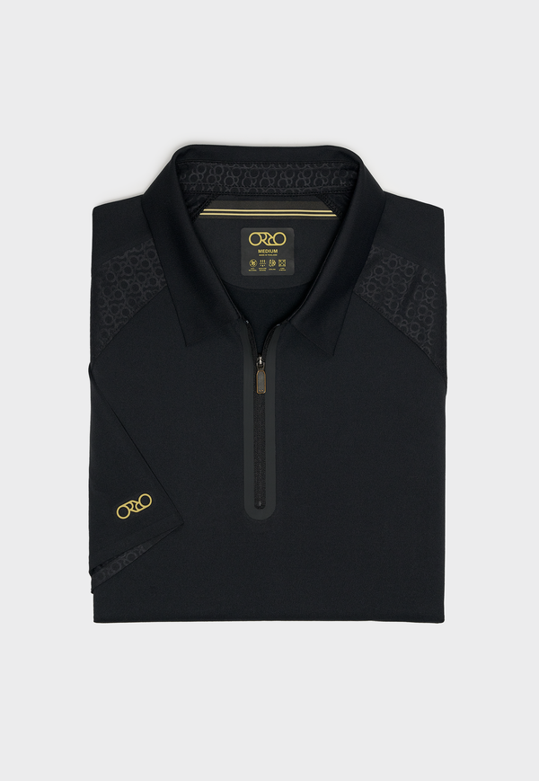 Stay-Crisp Collar Tech Zip Polo - TRUE BLACK